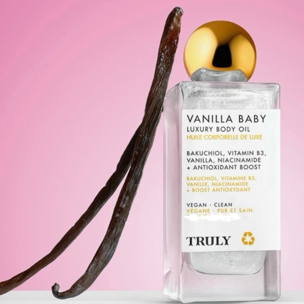 TRULY Vanilla Baby Body Oil with Bakuchiol and Vitamin B3 NIB 1.7 oz